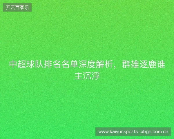 中超球队排名名单深度解析，群雄逐鹿谁主沉浮